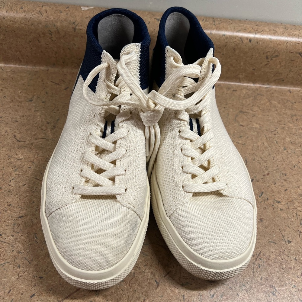 Rothys The High Top Hudson Cream White Womens White Blue Size 7.5 High Top Shoes - Picture 2 of 11